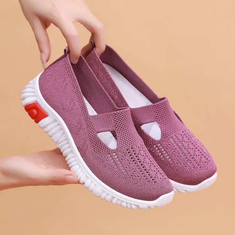 Sapatos de pano femininos verão novo estilo de caminhada sola macia sapatos leves e confortáveis